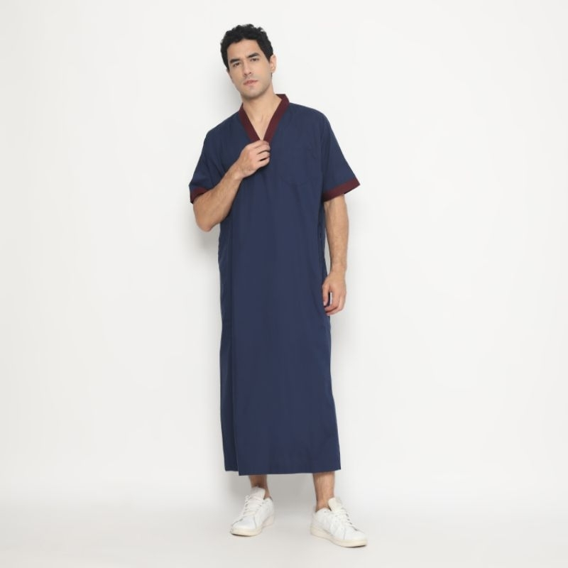 DISKON JUBAH GAMIS MAROKO PRIA DEWASA LENGAN PENDEK KERAH V BAHAN KATUN