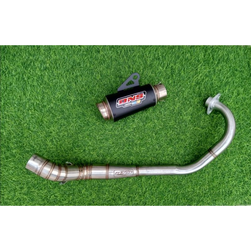 KNALPOT ORIGINAL DNS 33 SHORT BLACK COATING KOMPETISI FFA 150-200cc LEHER PATEN NON SAMBUNGAN SATRIA