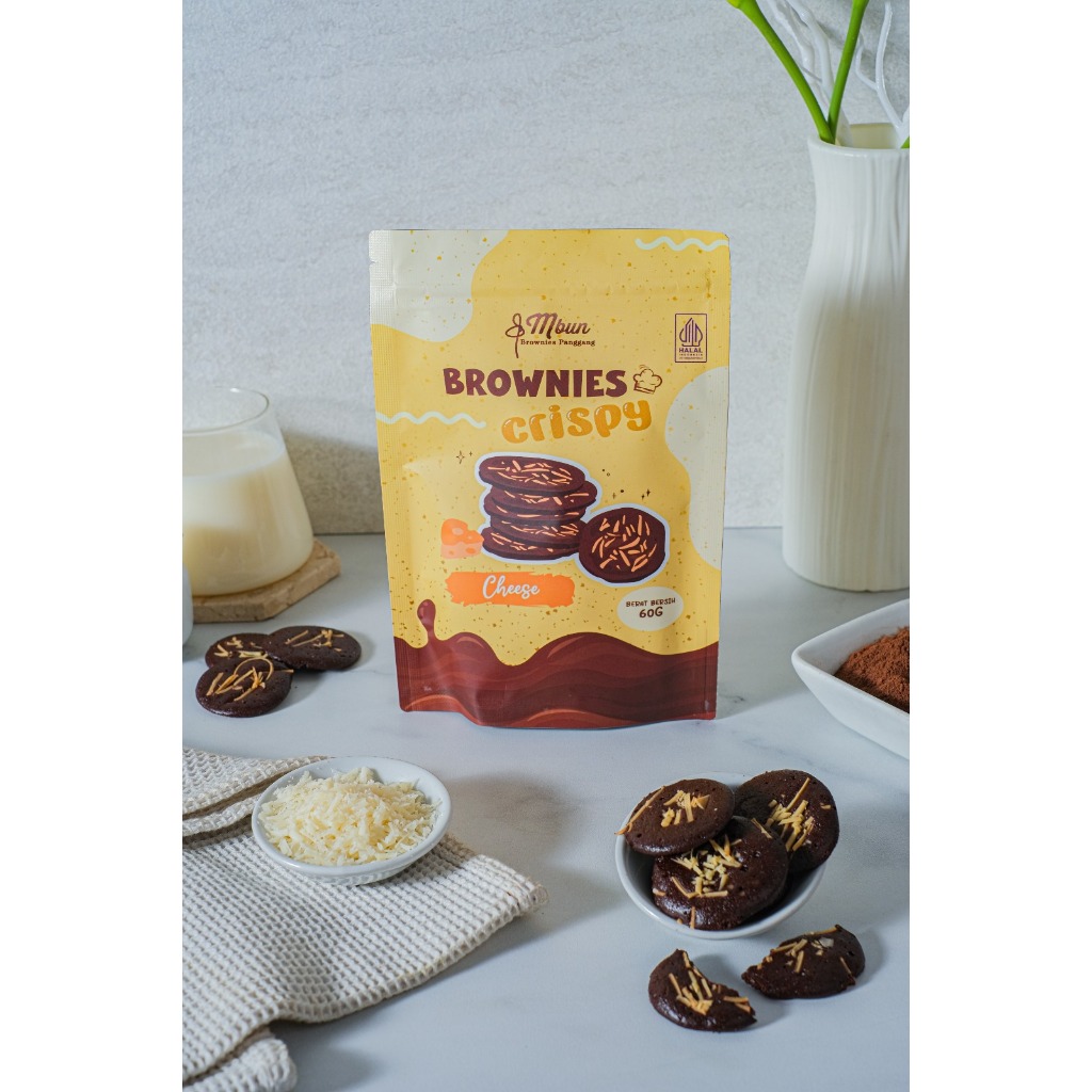 

RB BROWNIES CRISPY Brownies Tipis Renyah Almond Keju Original Mbun Brownies Panggang