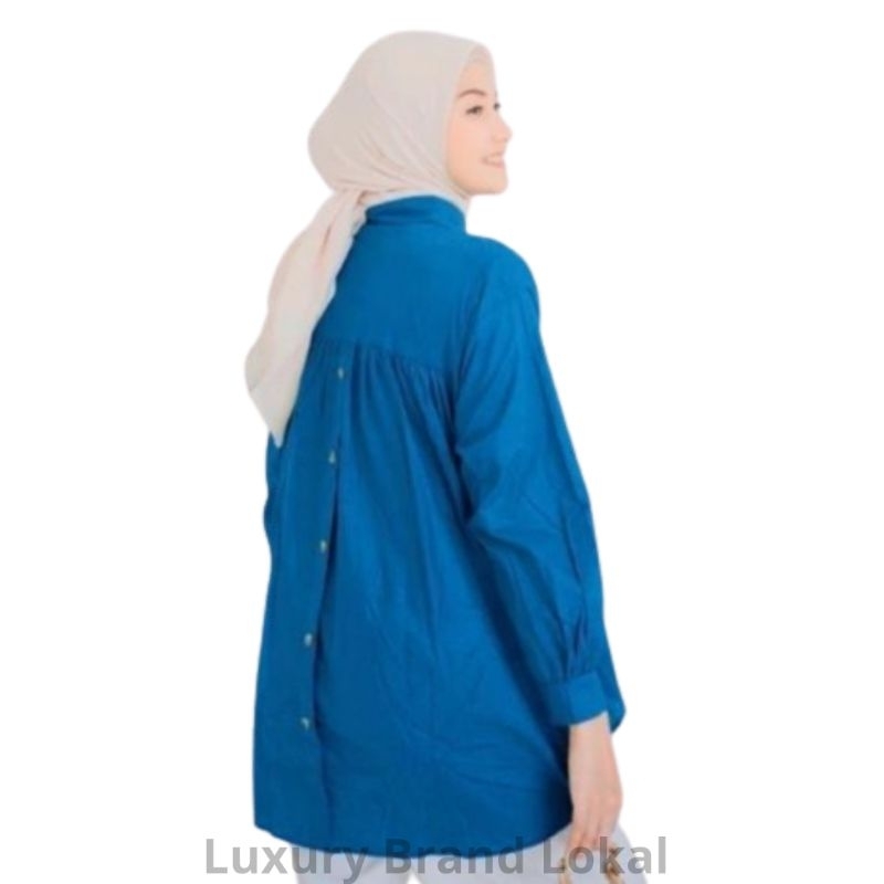 Kemeja linen rika top oversize wanita terkini - kemeja rika top polos oversize lengan panjang