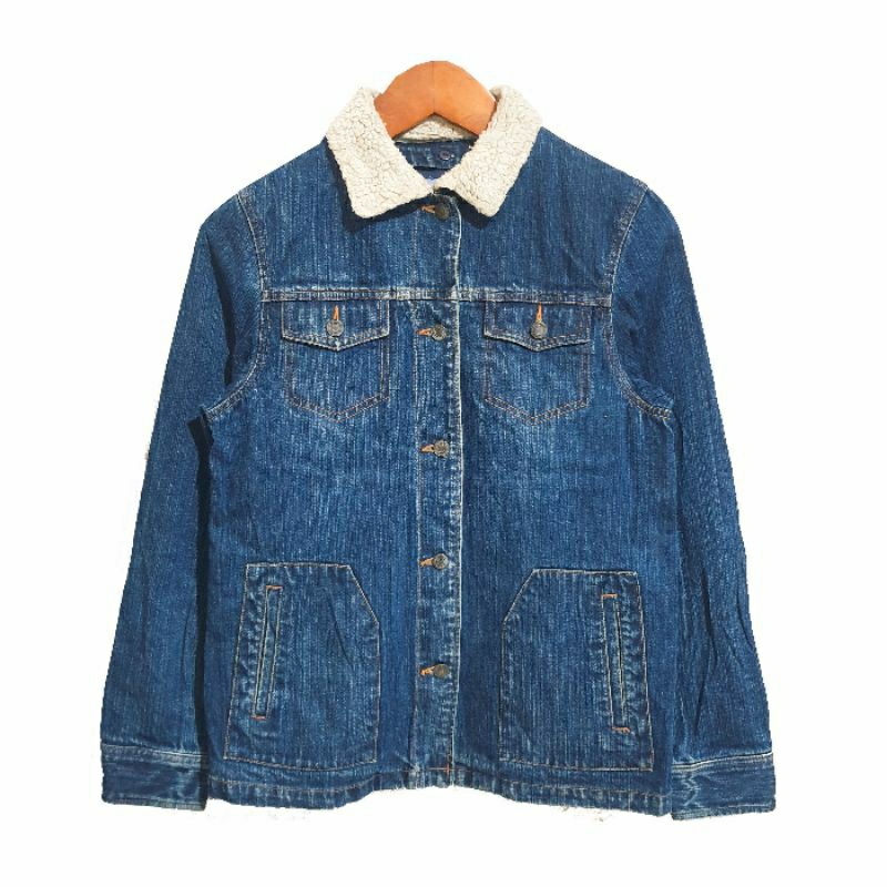 Shuca Trucker Denim Jacket with Sherpa Collar | Jaket Jeans Sherpa