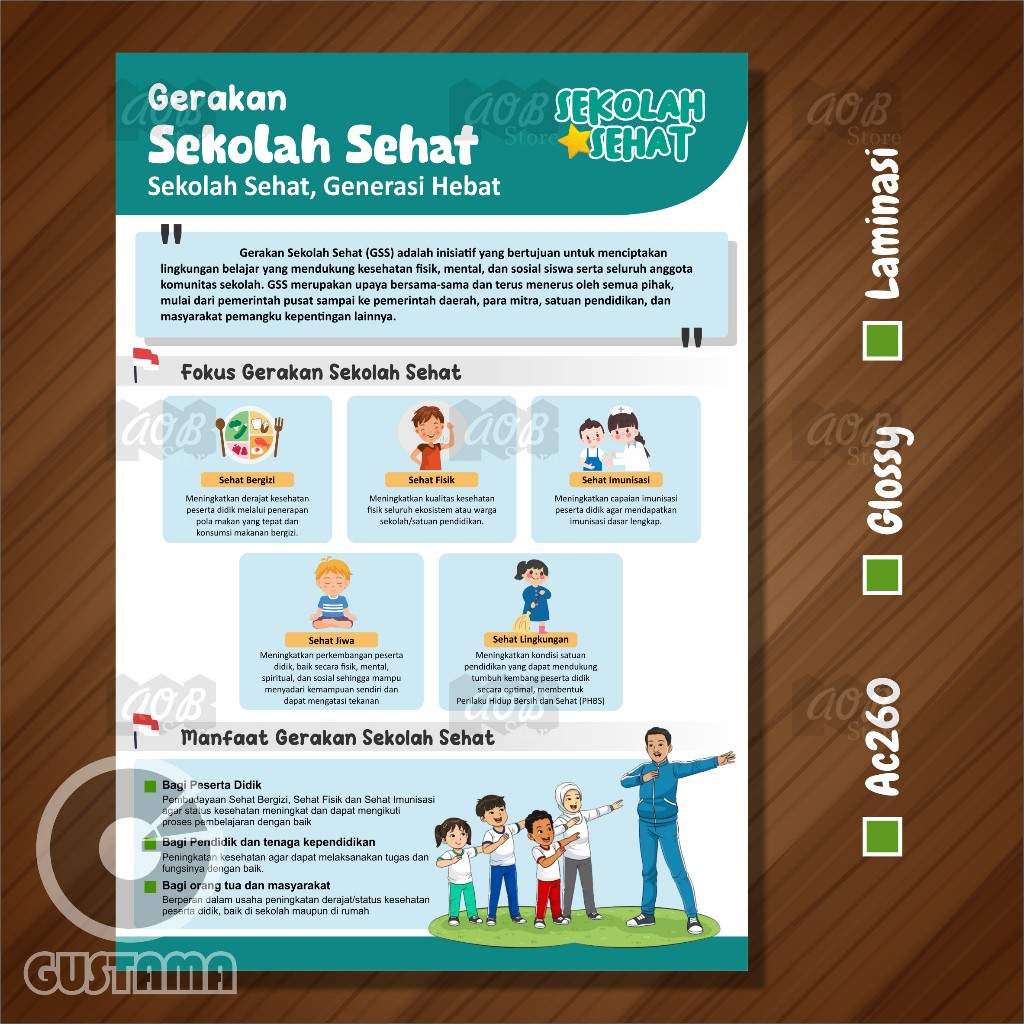 

Poster Gerakan Sekolah Sehat GSS, Poster Hiasan Edukasi Laminasi A3