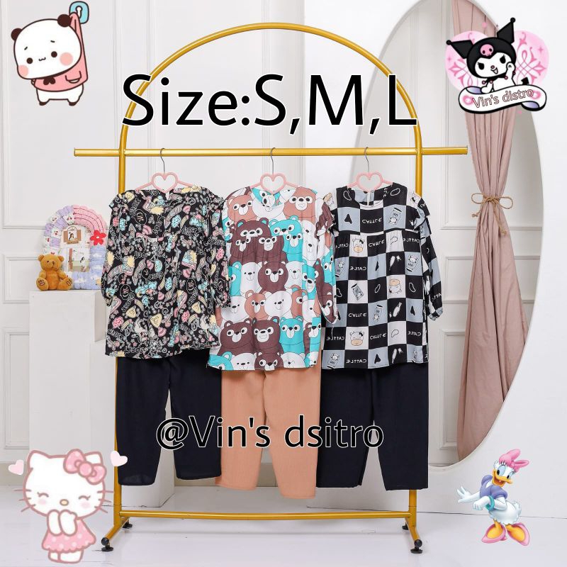 SANIA SET RAYON MIX CRINKLE S-M-L 3-8THN/SETELAN KOMBIMASI ANAK/ONE SET ANAK PEREMPUAN