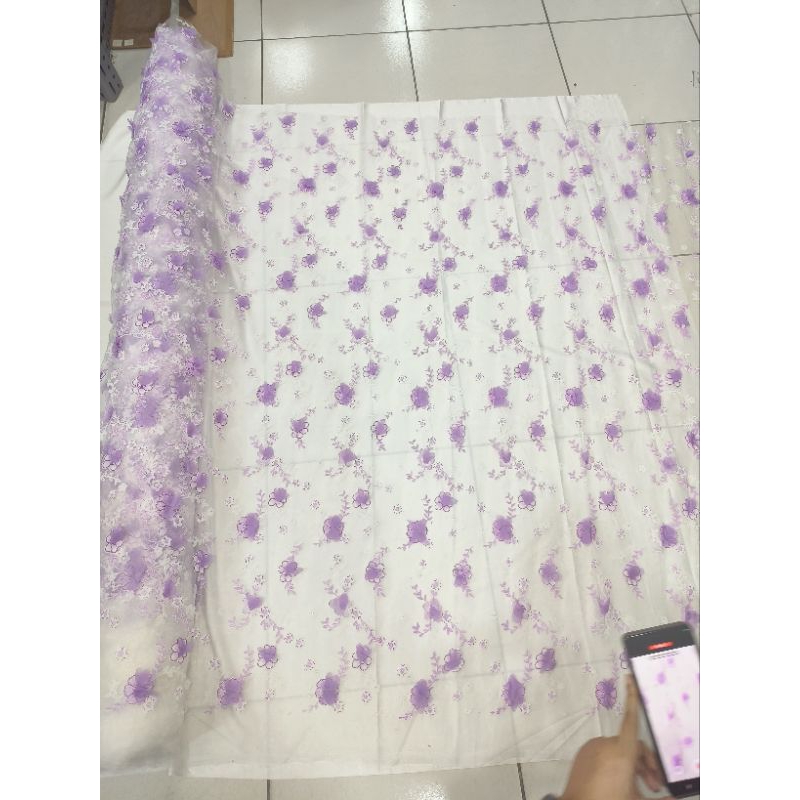 Organza motif bunga 3D