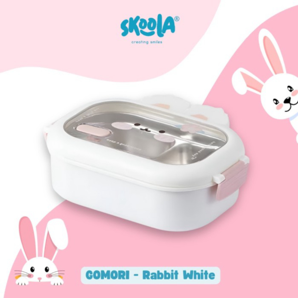 Unik Skoola Kotak Bekal Lunch Box Stainless Steel Anak Unisex Lucu - Gomori - GOMORIRAB.WHITE Murah