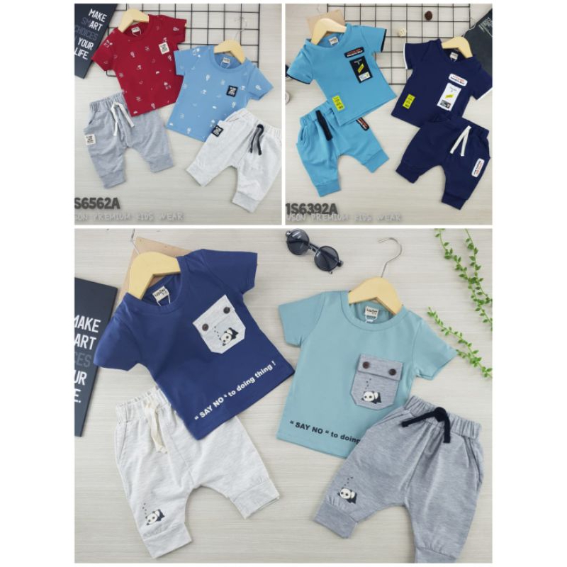 Setelan anak uson 6007,6392,6563,6562 all size estimasi 0-3bulan, setelan bayi