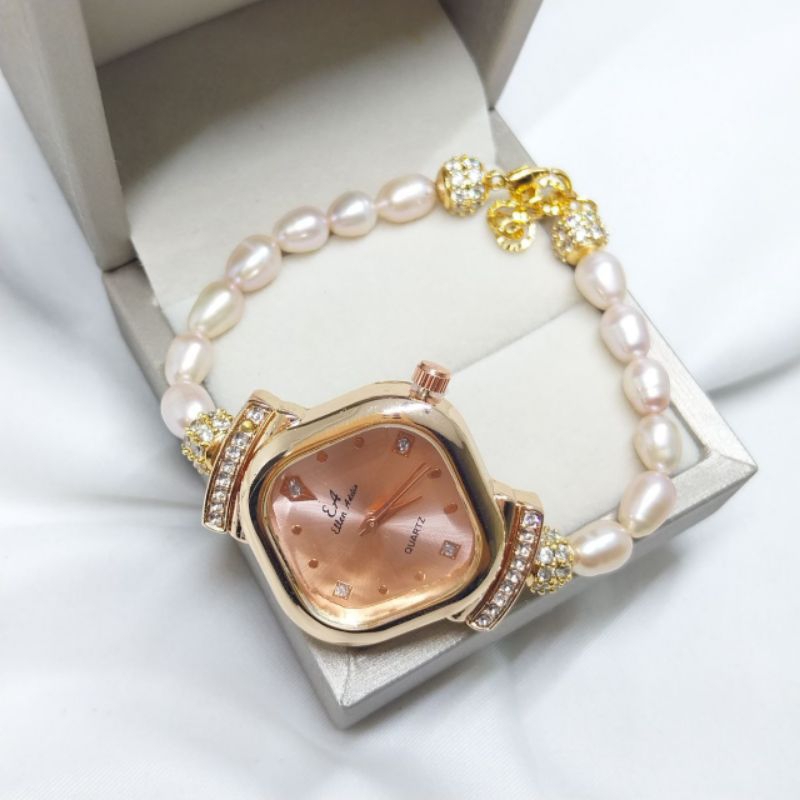 Jam Mutiara Asli// Mutiara Lombok// Jam Fashion Kombinasi Mutiara