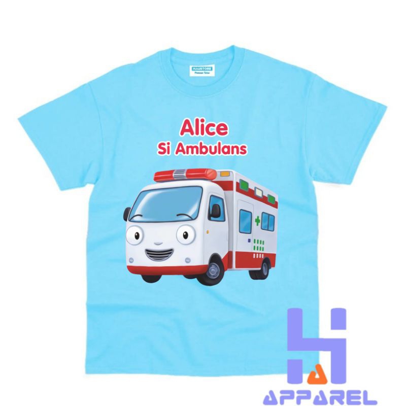 BAJU ANAK KAOS ANAK TAYO ALICE AMBULANCE THE LITTLE BUS
