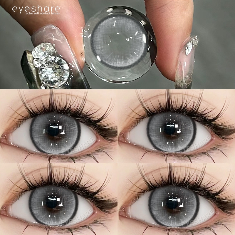 {COD}-Eyeshare Boston grey softlens 1 pasang lensa kontak warna alami mata besar lucu 14.2mm dapat d