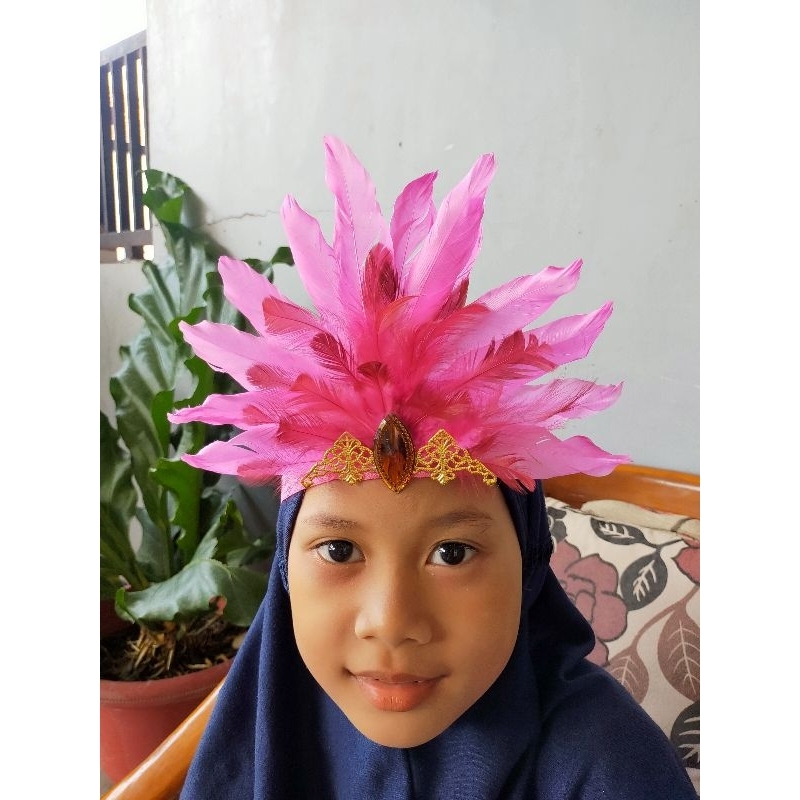 Bando bulu mahkota bulu hiasan kepala bulu angsa pink pink