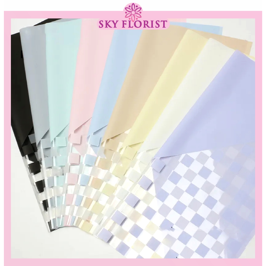 

Kertas Buket Kotak kotak Transparan Square Cellophane Flower Wrapping Lembaran KB6112