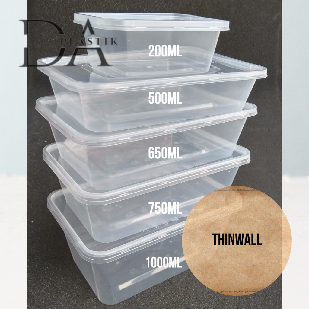 5-25Pcs Thinwall 500ml 650 ml 750ml Kotak Nasi | Box Makanan | Kotak Plastik | Kotak Kue