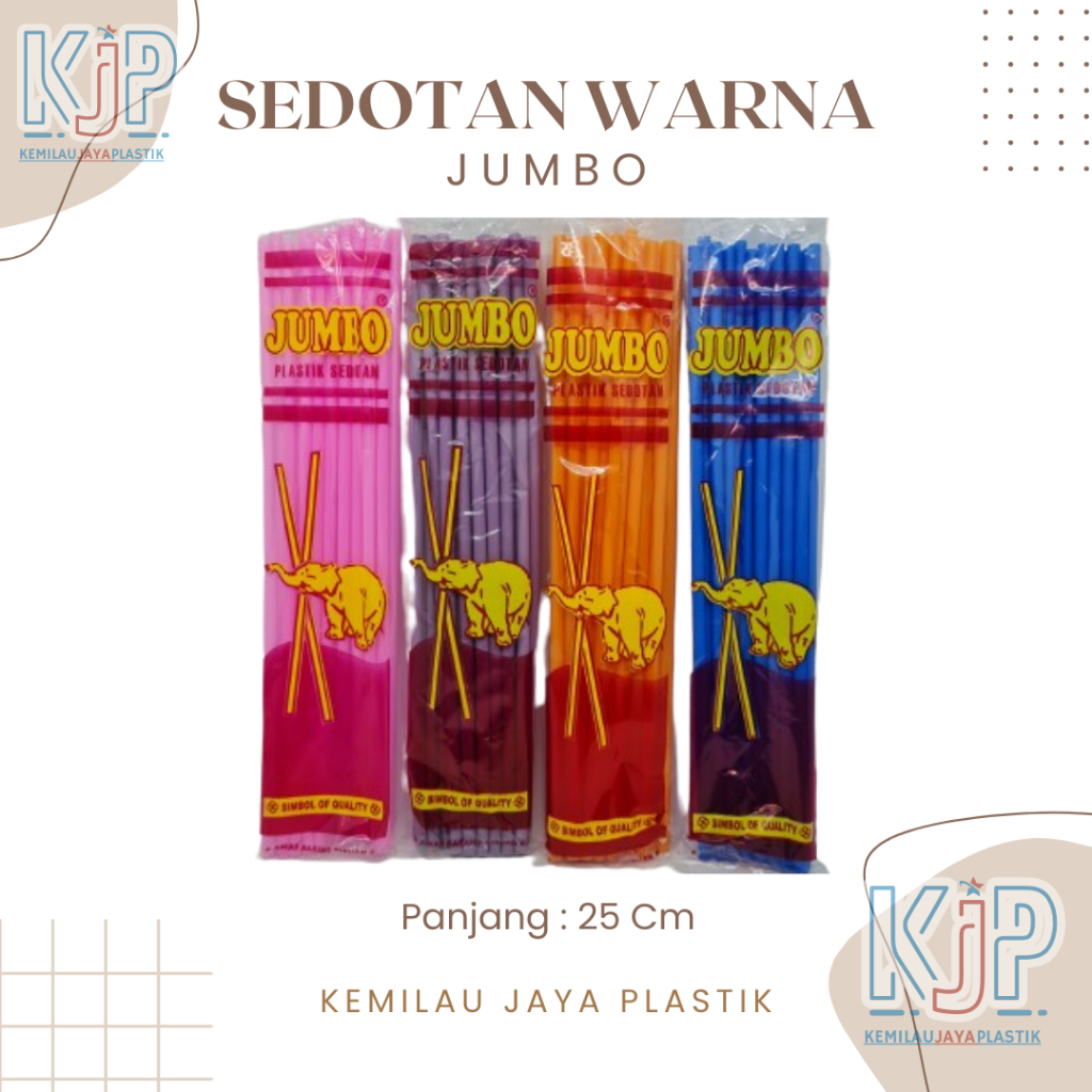 Sedotan Plastik Panjang Warna Merk Jumbo