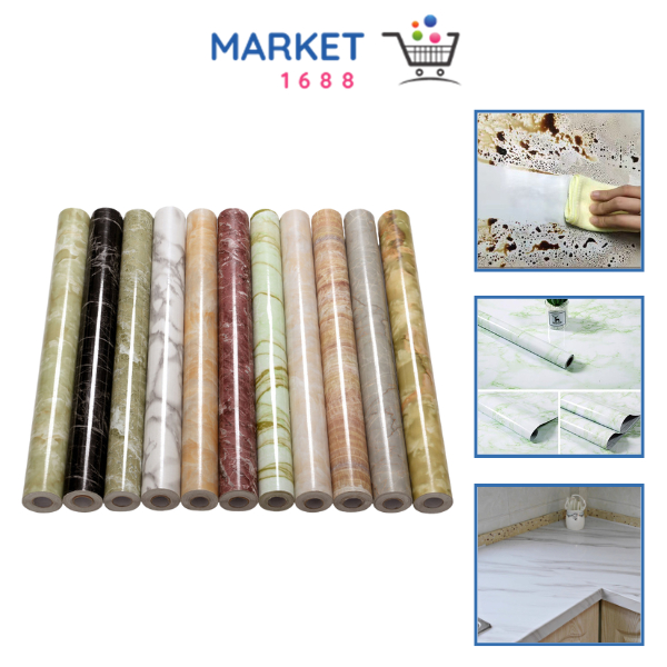 Market1688 Stiker Dinding Dapur Anti Minyak Uk 100x60cm Wallpaper Stiker Serbaguna Motif Marmer Glos