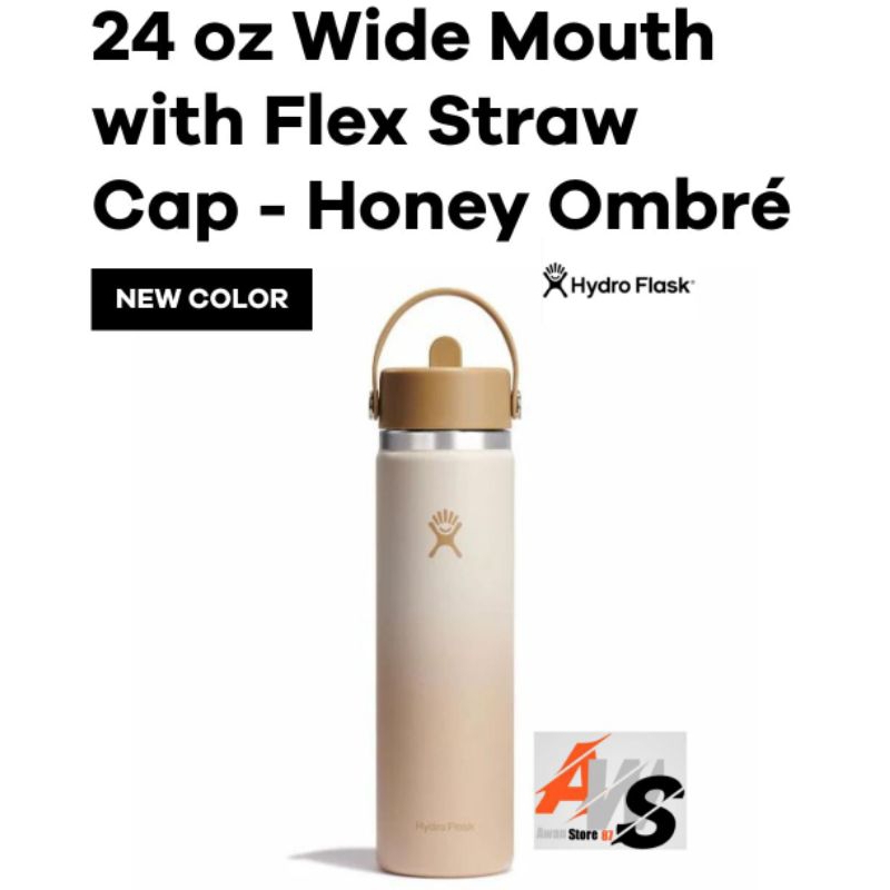 HYDRO FLASK WIDE MOUTH WITH FLEX STRAW CAP - HONEY OMBRE (24OZ)