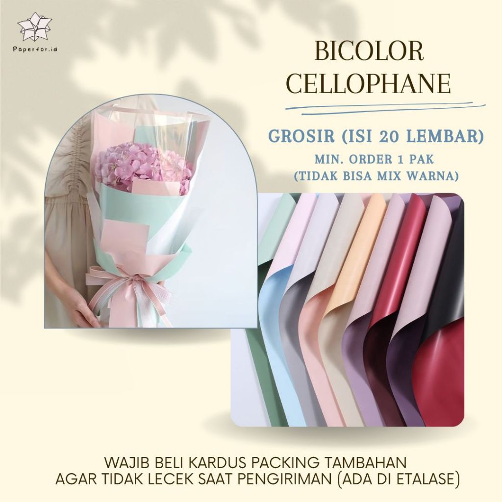 

GROSIR Kertas Buket Bunga Cellophane BICOLOR isi 20 lembar