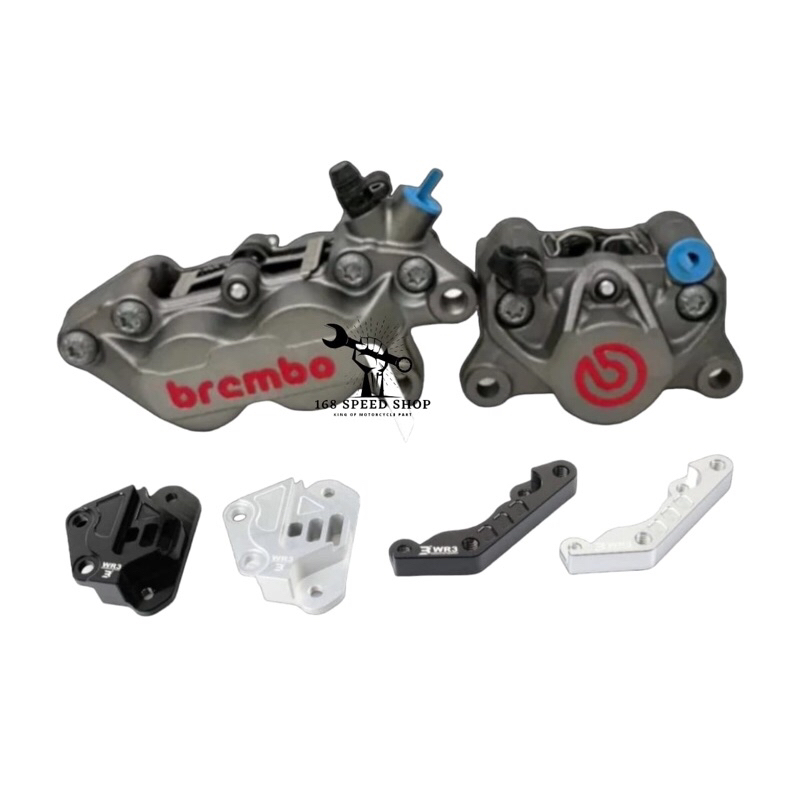 Kaliper Brembo Yamaha Xmax Set Depan Belakang // 4 Piston 2 Piston Xmax By Brembo Grey Red Logo