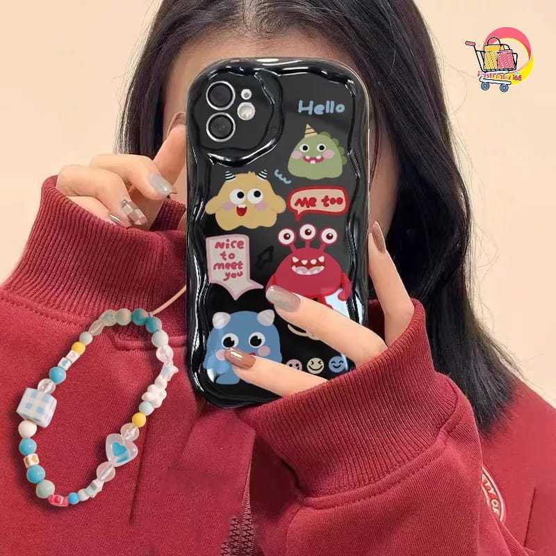 GL029 Premium Case Melting Monster Lucu Bracelet Softcase / Casing Hp For OPPO A3X A60 A74 A95 F19 A