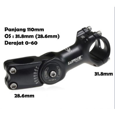 Wake Stem Sepeda MTB Rise Adjustable 0-60 Derajat 110mm OS 31.8mm