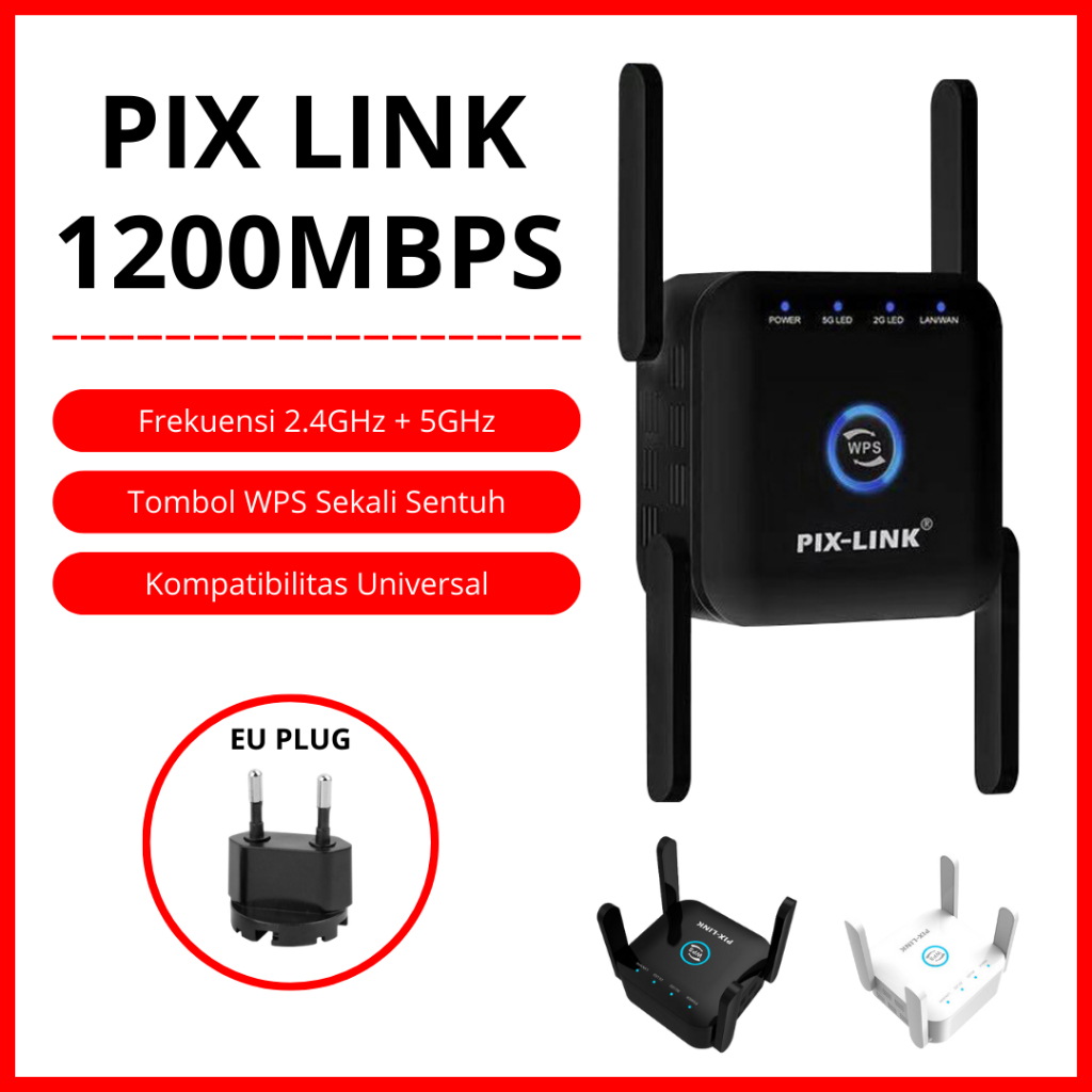 Pix Link Wifi Extender 1200Mbps 2.4G + 5G Lv-Ac24 Extender Wiffi 5G Wi Fi Extender