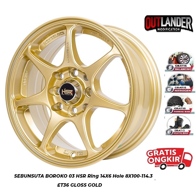 Velg Mobil Avanza Xenia Lgx Confero Brio Mirage Sigra Calya Ring 14 Hsr Sebunsuta R14 Warna Gold