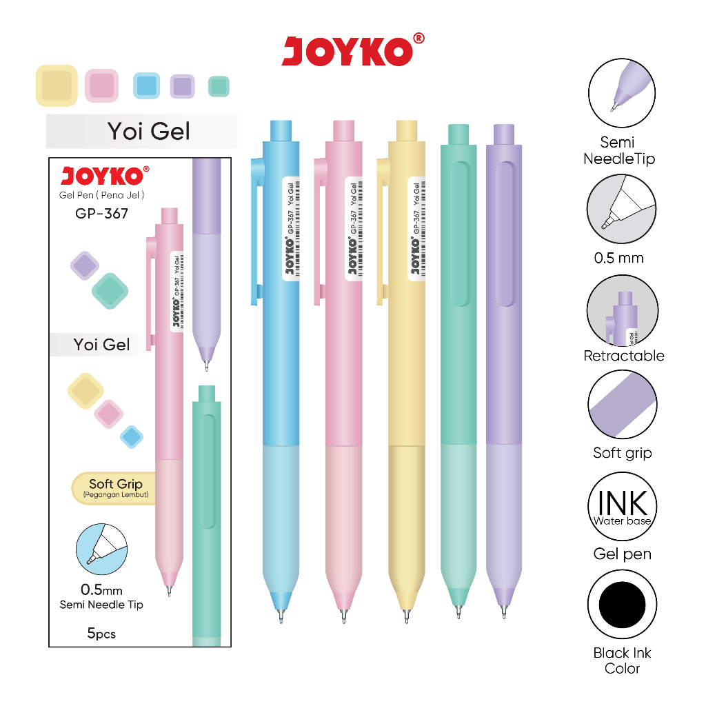 

Gel Pen Pulpen Pena Joyko GP-367 Yoi Gel 0.5 mm Box 5 Pcs