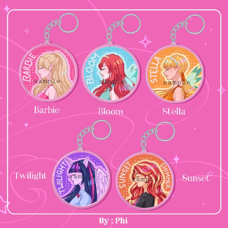 [PHI] GANTUNGAN KUNCI AKRILIK Winx Club, My Little Pony Equestria Girls, Barbie