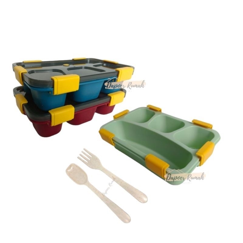 Lunch Box Set 4 Sekat / Tempat Makan / Ompreng Plastik