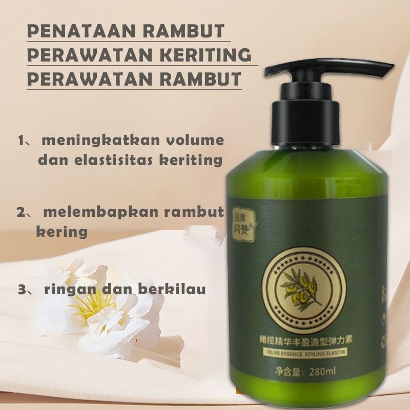 Rambut Keriting Elastin cury hair cream Melembabkan Tidak lengket Kurangi rambut kusut