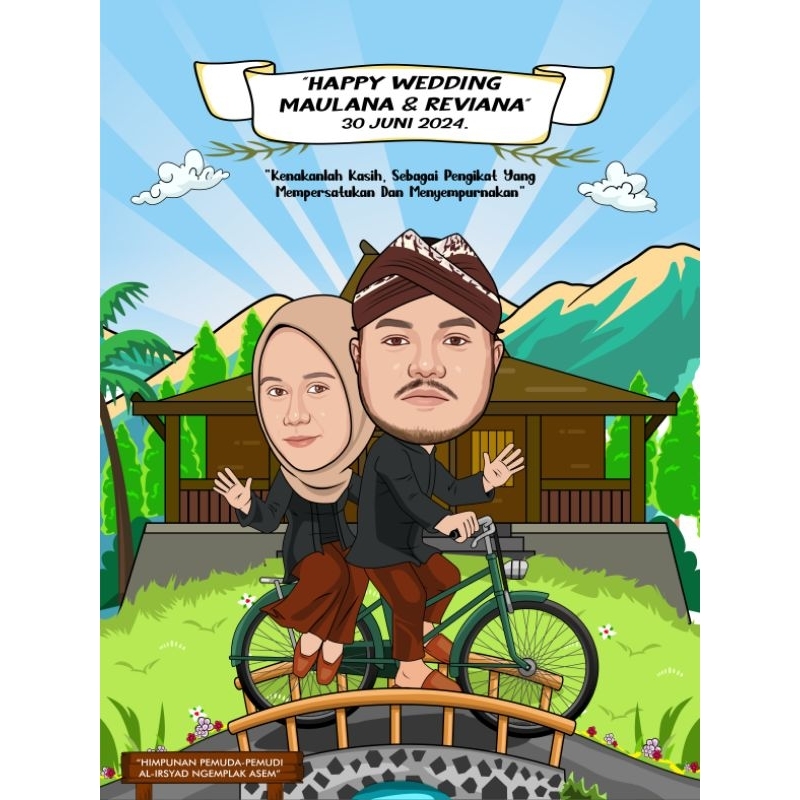 Jasa Desain Karikatur Jogja/karikatur wedding/karikatur nikahan/kado nikah jogja/kado nikah lucu