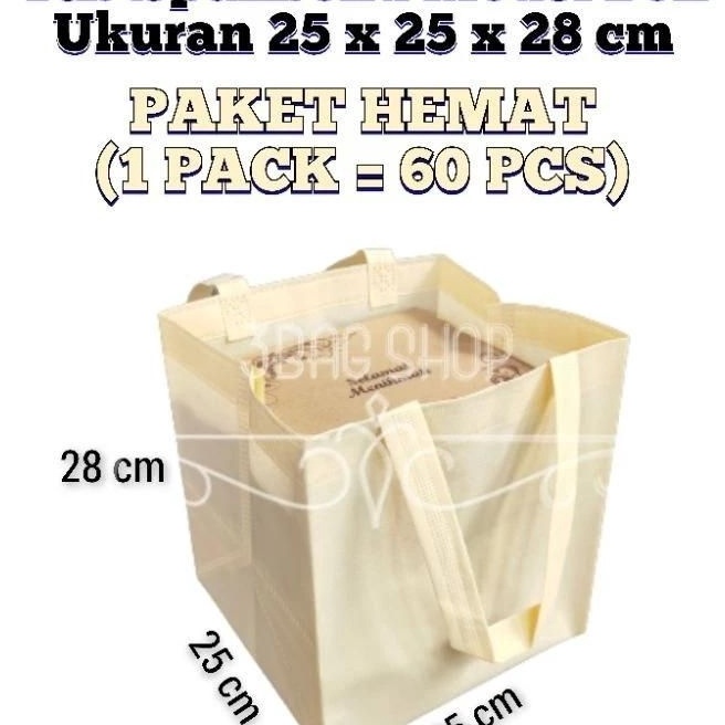 

Premium 1 PACK 6 PCS Goodie Bag Tas Hajatan Spunbond 25x25 cm Tinggi 28 cm Tas Box Nasi Tas Hajatan Goodie Bag Tas Hampers Shopping Bag Tas Promosi
