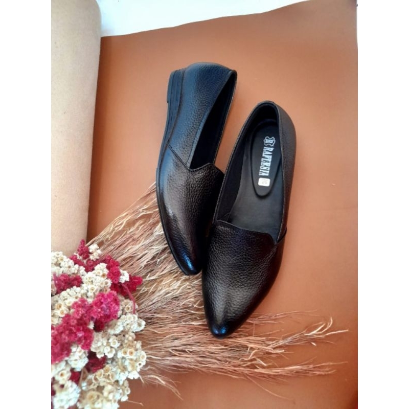 sepatu kerja wanita pantofel kulit sapi asli