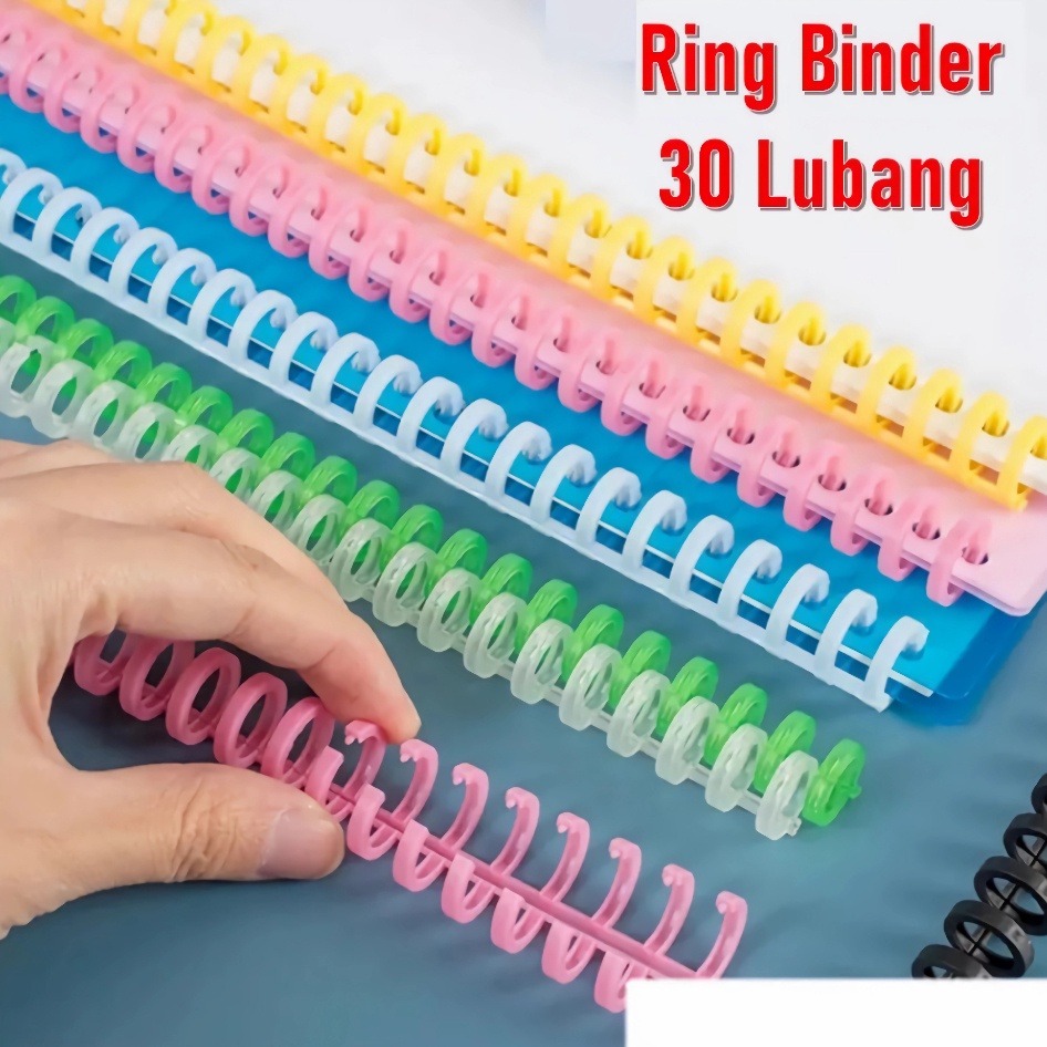 

DIJAMIN ORI APEN Ring Binder Plastik Spiral 3 Lubang DIY Strip Lingkaran Buku Cincin Pengikat Kertas Album
