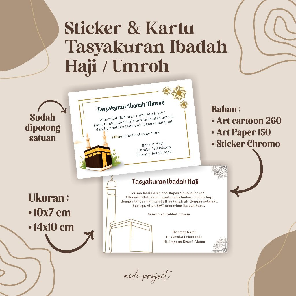 

Kartu/Stiker Tasyakuran Umroh/Haji, Custom Stiker Tasyakuran Ibadah Umroh/Haji