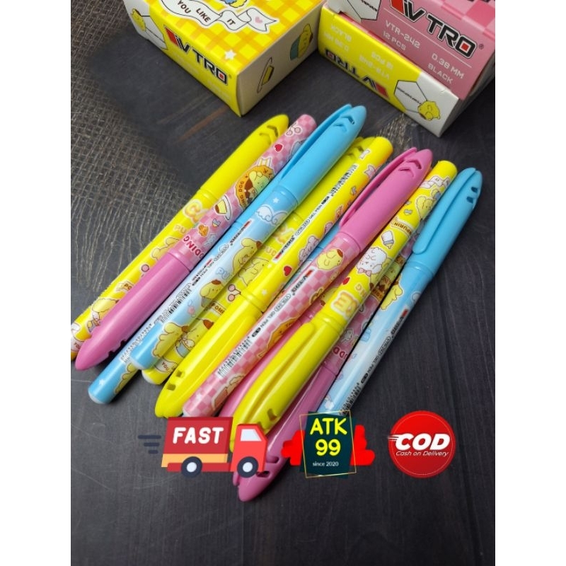 

POMPOMPURIN-12 Pcs Pulpen Gel/Pena Gel/Pulpen Karakter/Pulpen Fancy/gel ink pen