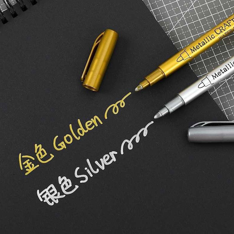 

READY STCOK APEN 4 PCS Spidol Permanen Marker Metallic Chrome Gold Silver 15mm GN55