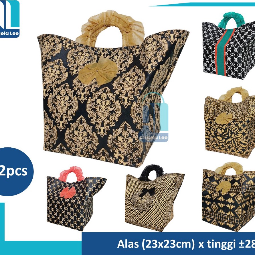 

Hot 12pcs Tas Kain Spunbond Pita Tebal utk 2dus nasi 22x22 box Hajatan Syukuran Parcel Goodie Bag