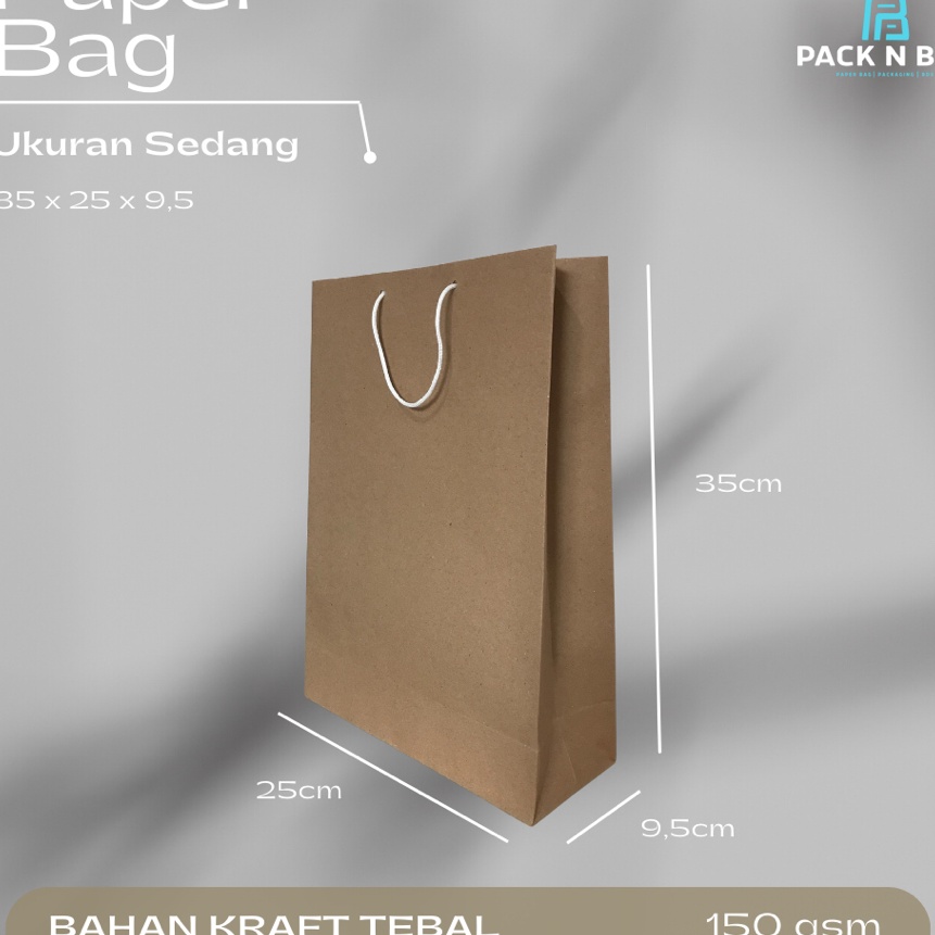 

KP8 Paperbag ukuran 25x35 kraft bahan tebal isi 12pcs