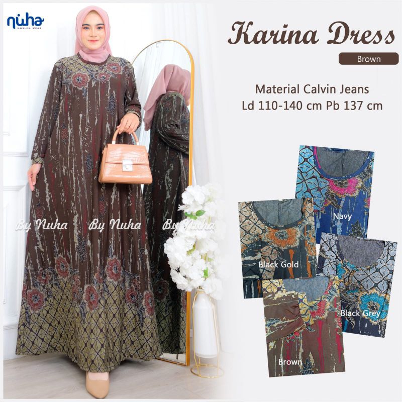 Gamis Wanita Terbaru Karina Dress Super Jumbo XXL-XXXXL Gamis Calvin Jeans Terbaru Motif Batik Ori S