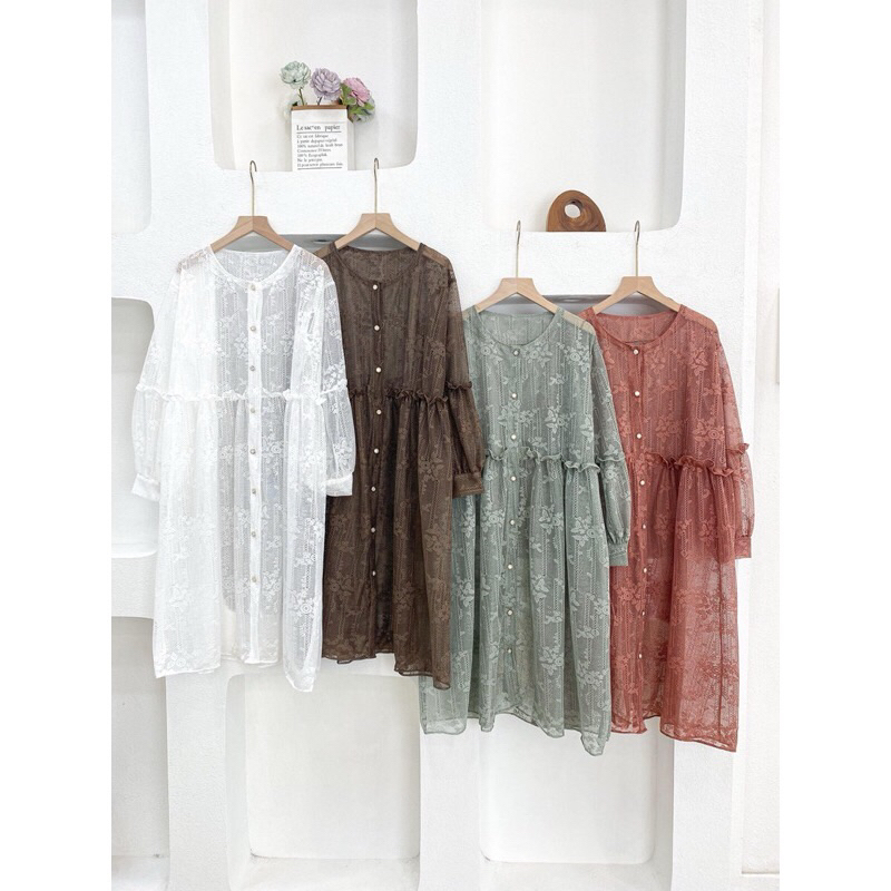 zira Outer Brukat Cardigan Brokat Lengan Panjang atasan outher brukat Outer Brokat outer Tulle outer