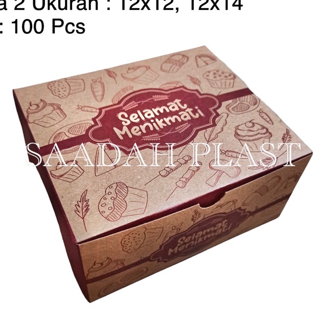 

HJ6 ISI 1 Dus Snack Box Kraft Motif 12x12 12x14 12x16 Dus Kue Kotak Tempat Makan Selamat Menikmati