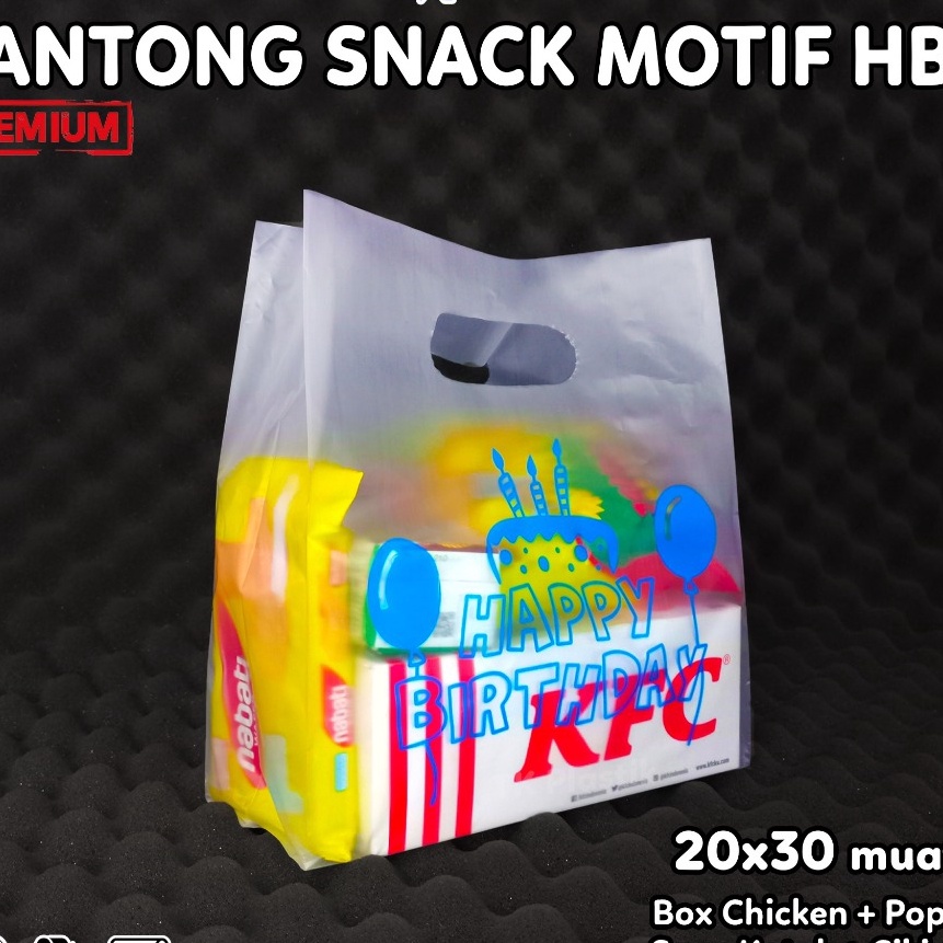 

KI3 Tas Ulang Tahun Anak 2x3 Motif HAPPY BIRTHDAY BIRU isi 5 Goodie Snack Bag Plastik