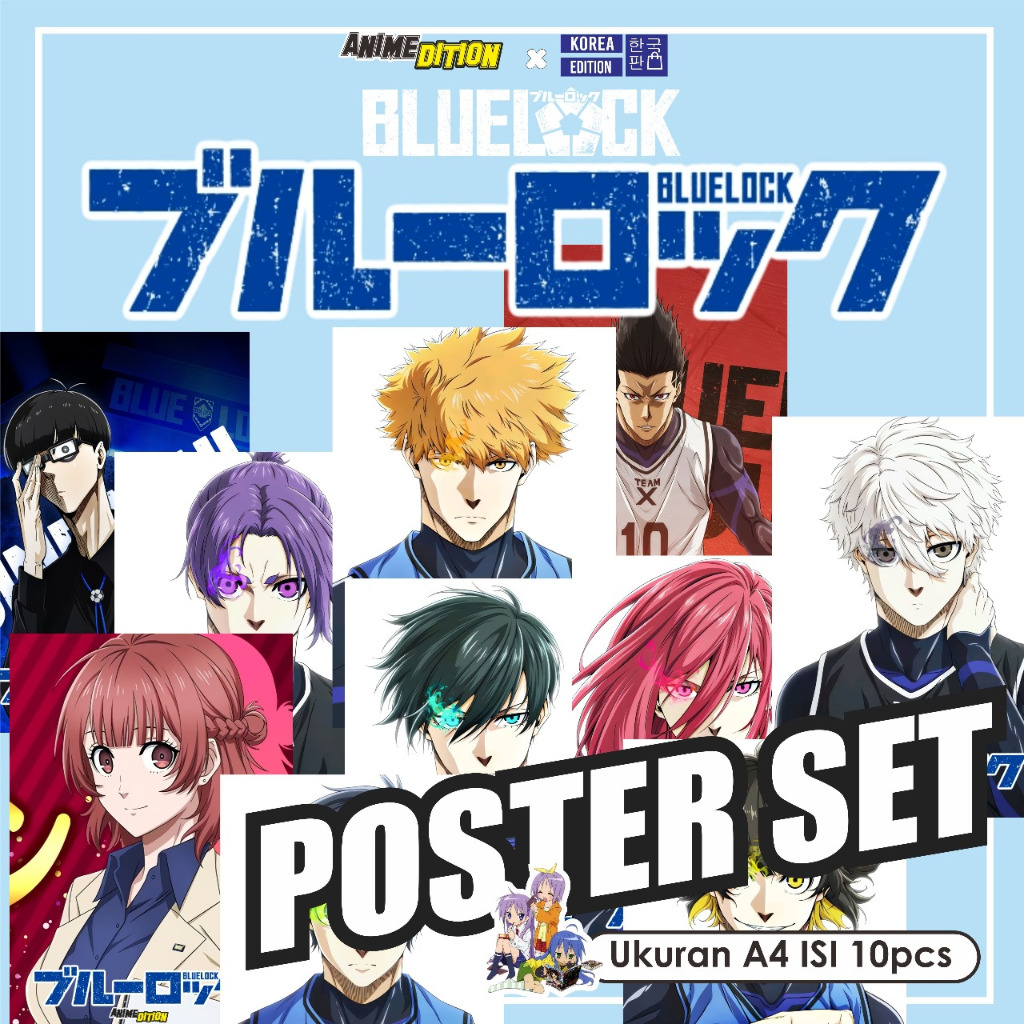 

Poster Set Anime A4 Isi 10pcs 14pcs Hiasan Kamar Pajangan Dinding One Piece Genshin Impact Blue Lock Naruto