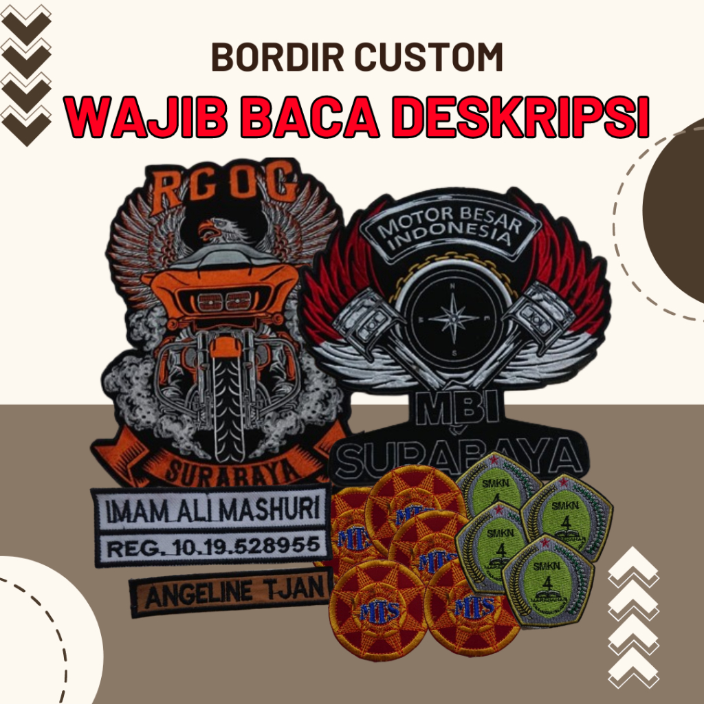 bordir custom satuan/ bordir custom/ bordir satuan/ bordir surabaya/ bordir nama sekolah/ bordir nam