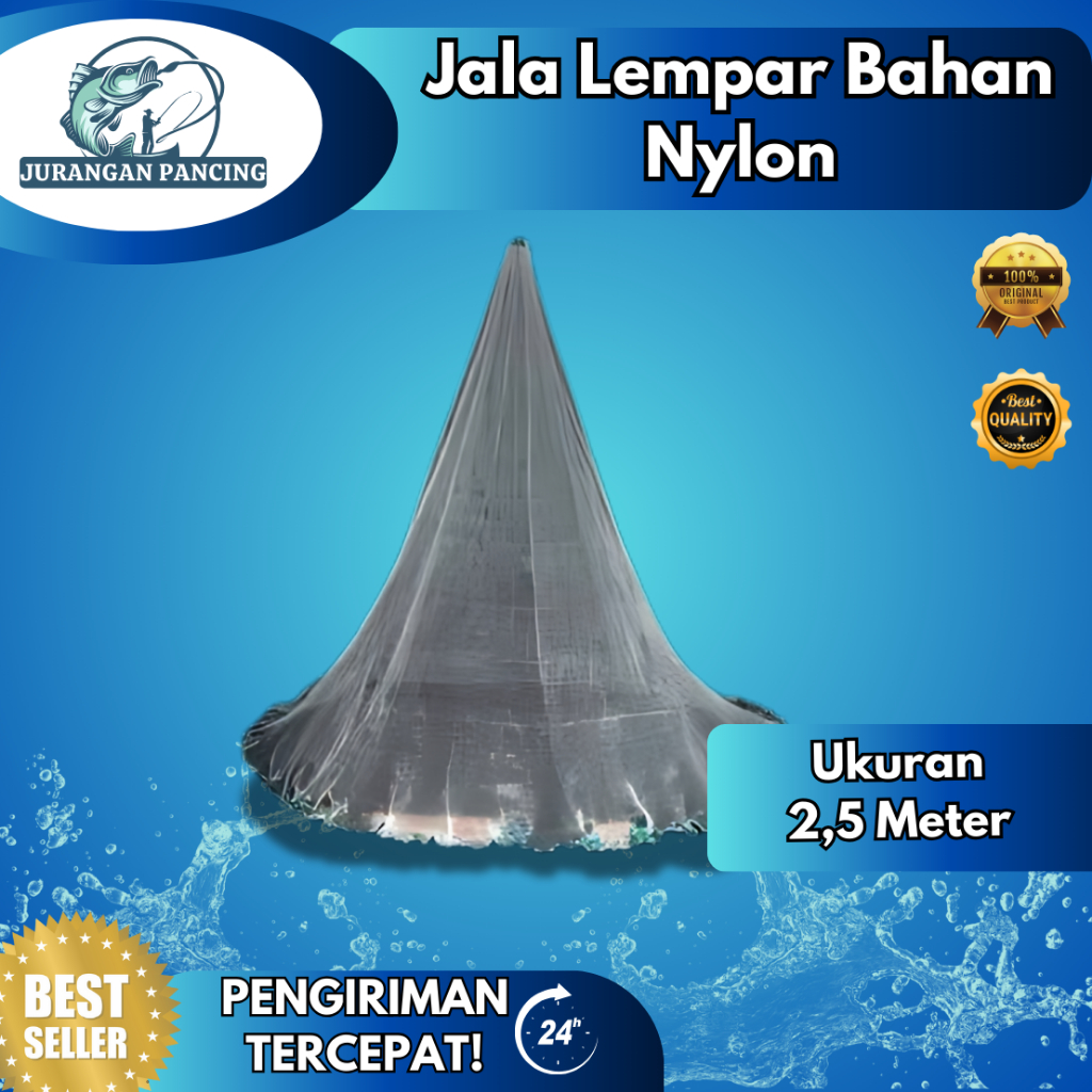 jala lempar bahan nilon 2,5 M (8feet) / jala lempar nilon 8 feet 2.5 meter Udang Ikan Murah