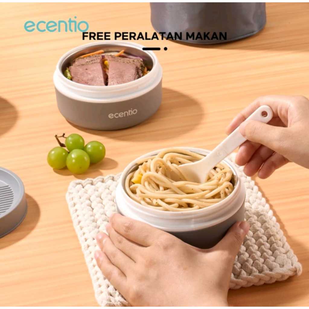 NEW PRODUCT HOT DEALS ECENTIO lunch box tas set 3pcs Kotak Makan Tumpuk Ala Rantang anti tumpah 304