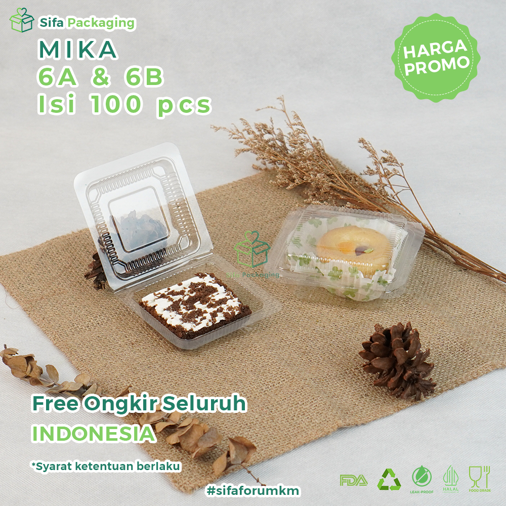 Mika Plastik 6A 6B Kotak Kecil Isi 100 Pcs Kemasan Plastik Bening Sekali Pakai Jajanan Pasar Kue Bas