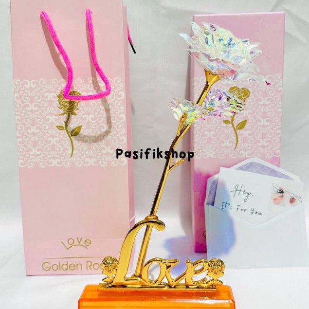

KF7 Box Gift Bunga Mawar untuk kado pacar teman dan sahabat Mawar Flower Gold Rose Pink