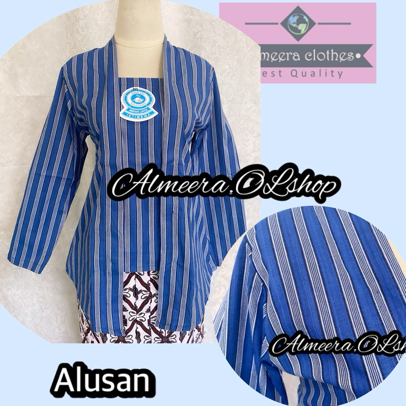 kebaya lurik alusan kutubaru biru putih raja keong istimewa