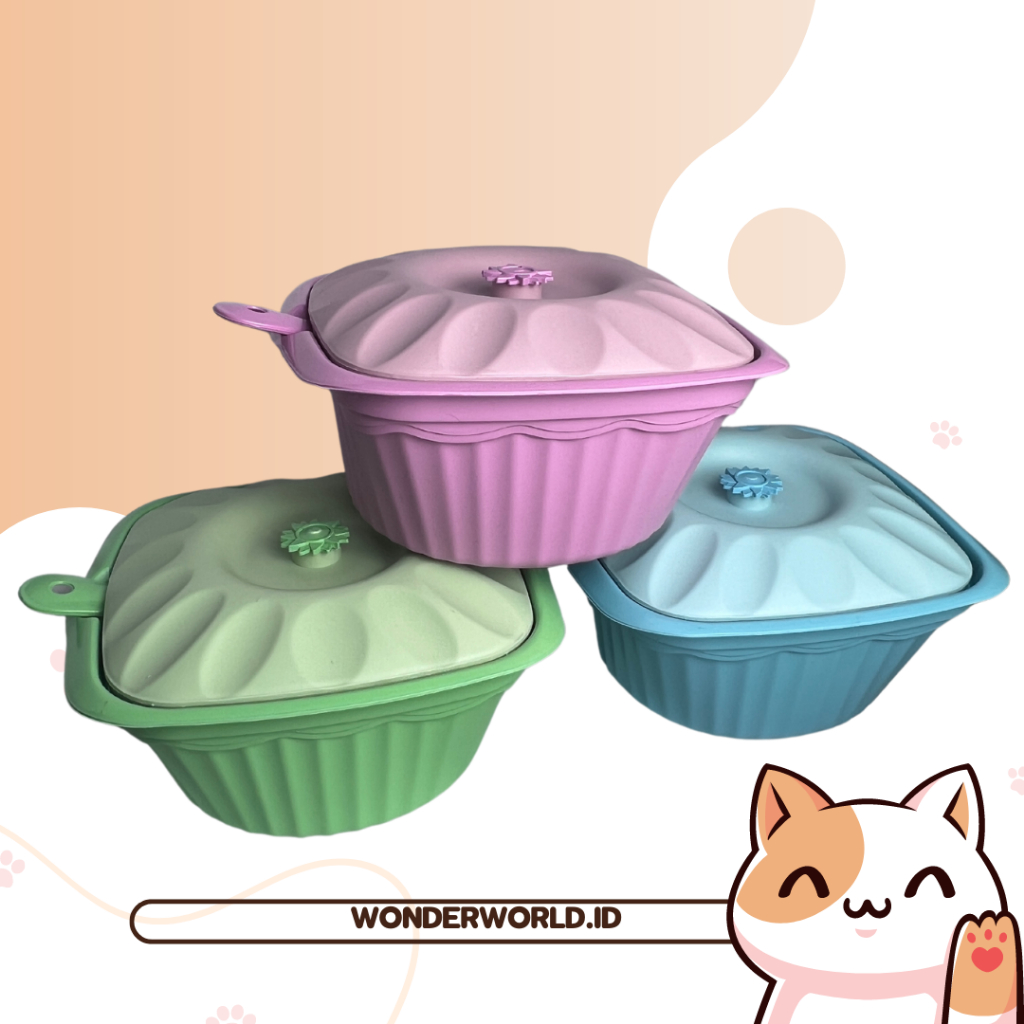 (3/6 PCS) BASI PRASMANAN KOTAK FREE CENTONG; CAP AI ; wadah sayur kotak cantik kapasitas 2 liter wad